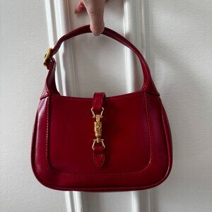 Red Mini Handbag Crossbody shoulder bag Leather with snap closure gold hardware